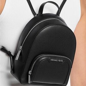 Michael Kors Black Rhea Backpack with Silver Accents